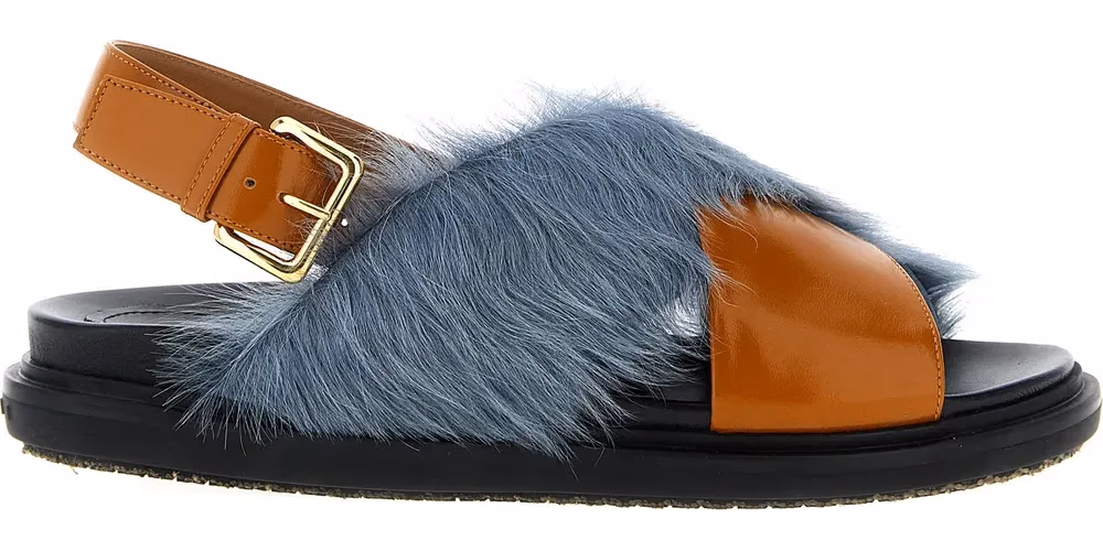 Marni Multicolor Lamb Leather Flat Sandals