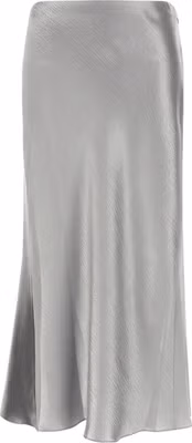 Gray Polyester Midi Skirt