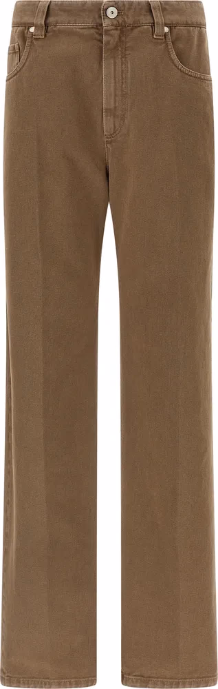 Brunello Cucinelli Beige Cotton Straight-Leg Jeans