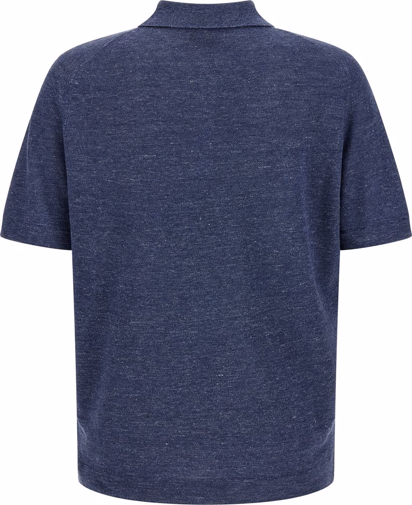 Brunello Cucinelli Blue Linen Polo Shirt