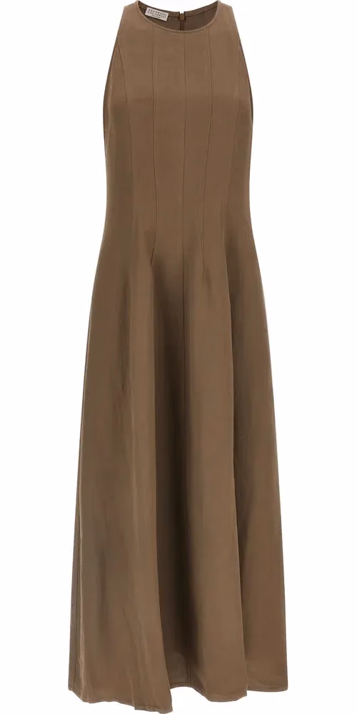 Brunello Cucinelli Brown Viscose Midi Dress