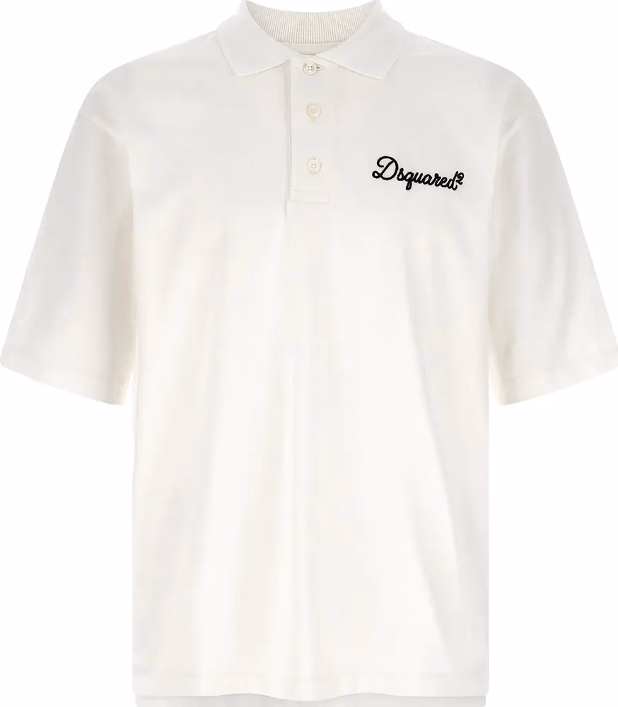 Dsquared² White Cotton Polo Shirt