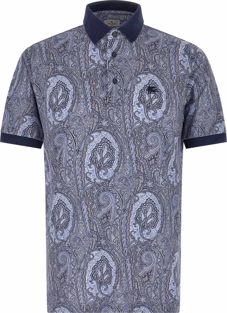 Etro Blue Cotton Polo Shirt
