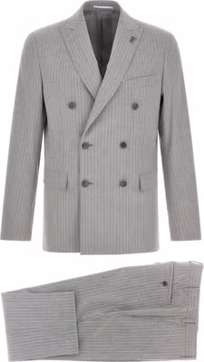 Gray Polyester Two-Piece Suit