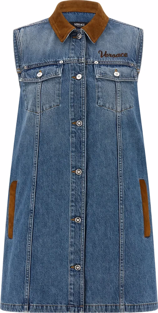 Versace Blue Cotton Short Dress