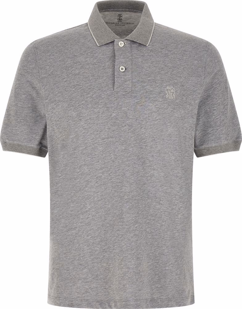 Brunello Cucinelli Gray Cotton Polo Shirt