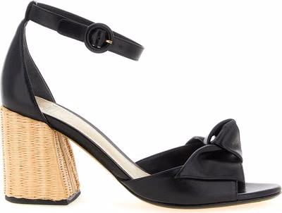 Black Cowhide Stiletto Heel Sandals