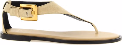 Beige Calfskin Flat Sandals