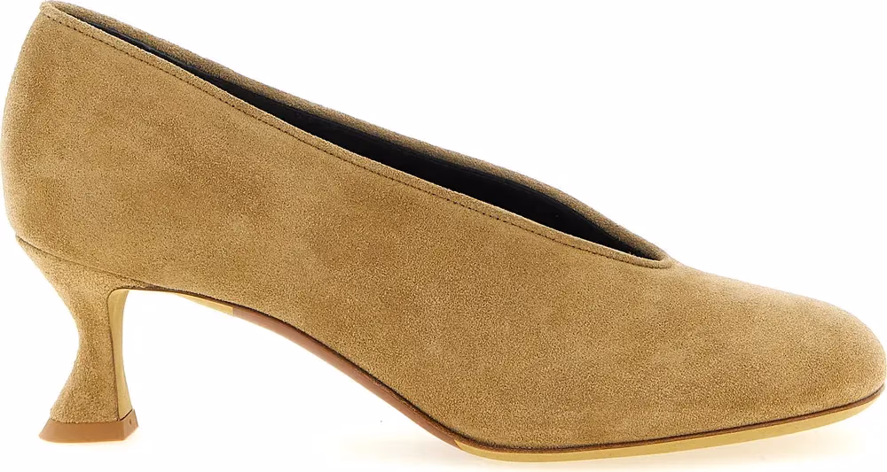 Moschino Beige Calfskin Mid Heel Pumps