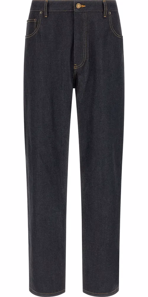 Thom Browne Blue Cotton High-Waisted Jean