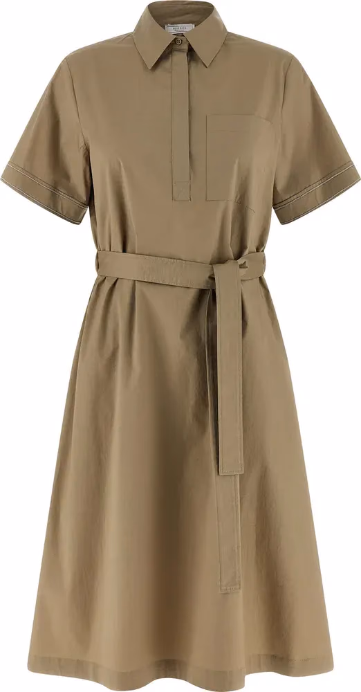 Peserico Bicolor Cotton Midi Dress
