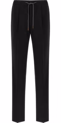 Black Virgin Wool Casual Pants