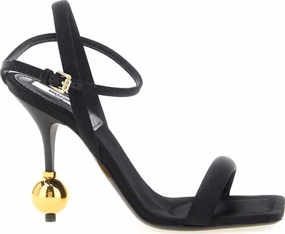 Black Viscose Stiletto Heel Sandals