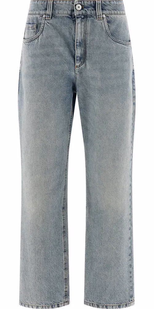 Brunello Cucinelli Blue Cotton Straight-Leg Jeans