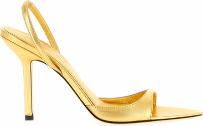 Gold Lambskin Stiletto Heel Sandals