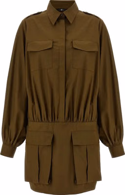 Brown Cotton Short Dress