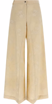 Beige Linen Flared Pants