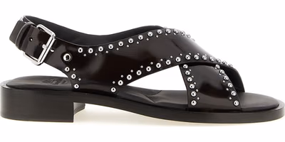 Brown Calfskin Flat Sandals
