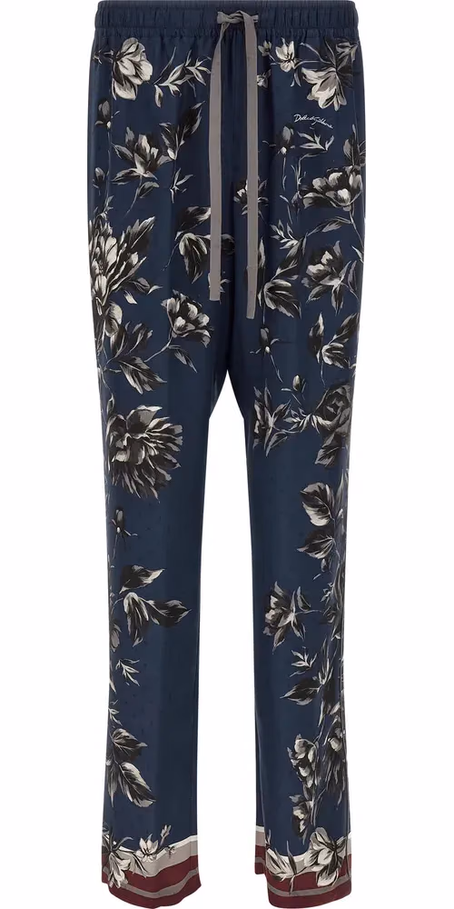 Dolce & Gabbana Blue Silk Casual Pants