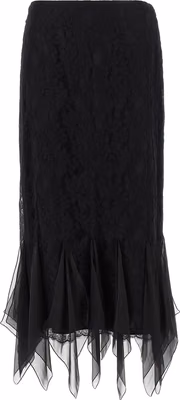 Black Cotton Midi Skirt
