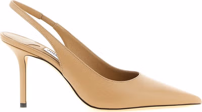 Beige Leather High Heel Pumps