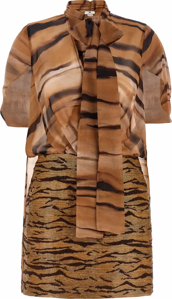 Elisabetta Franchi Brown Polyester Short Dress