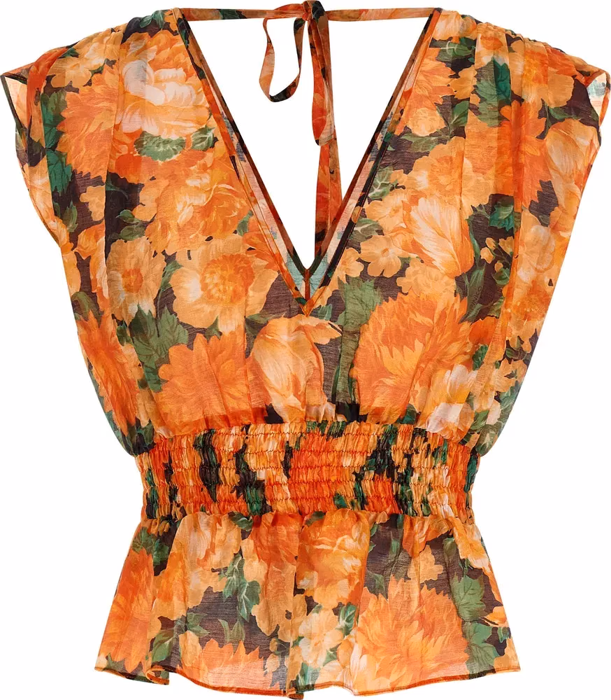 PINKO Orange Lyocell Pattern Shirt
