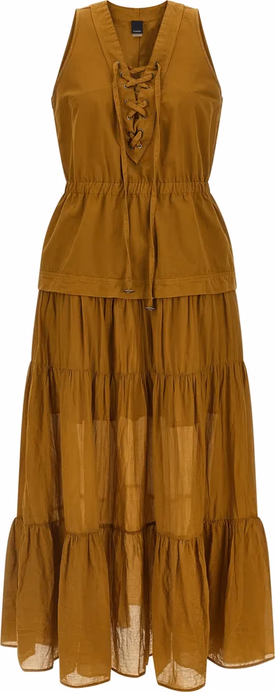 PINKO Brown Cotton Long Dress