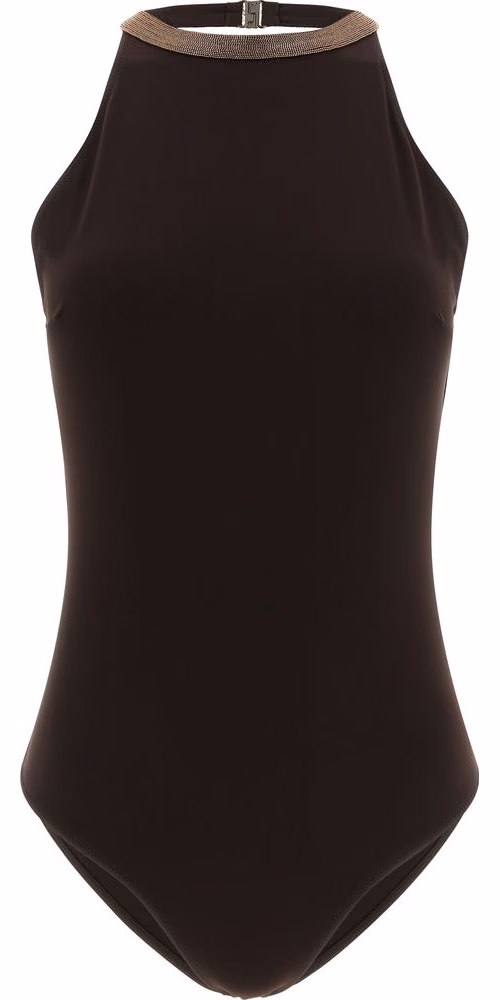 Brunello Cucinelli Brown Polyamide One-Piece Swimsuit