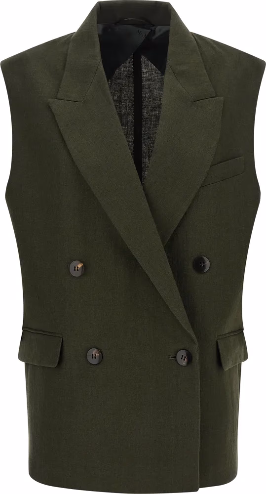 Max Mara Bicolor Linen Sleeveless Jacket