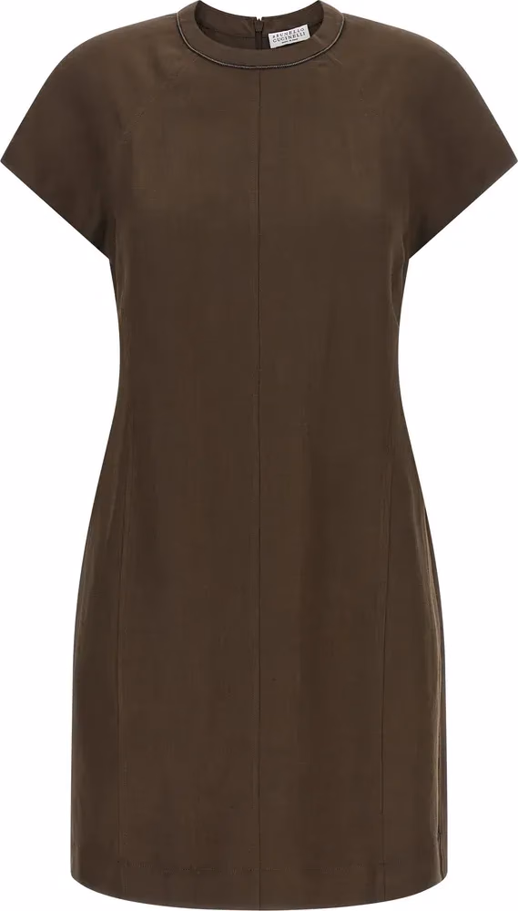 Brunello Cucinelli Brown Viscose Short Dress