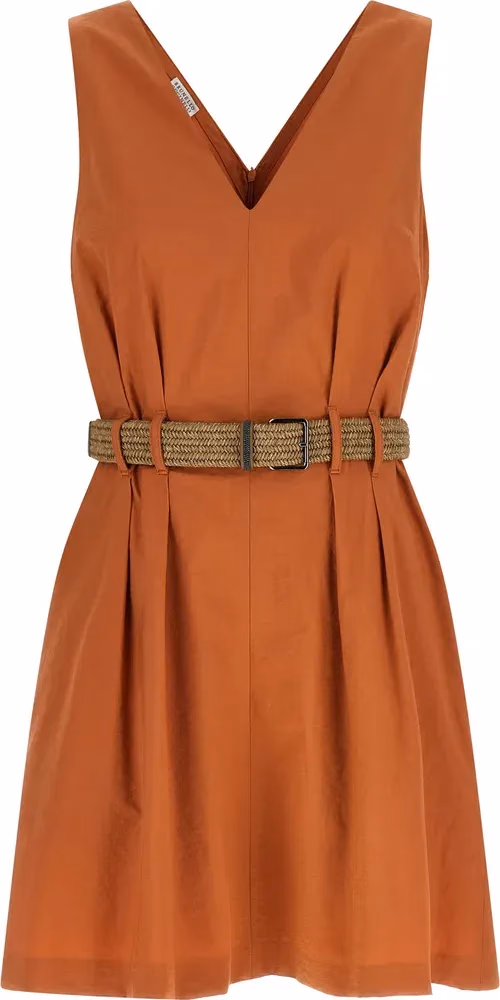 Brunello Cucinelli Orange Cotton Short Dress