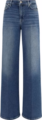 Blue Cotton Flared Jeans