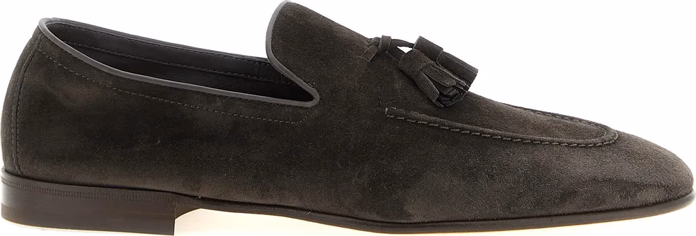 Brunello Cucinelli Gray Calfskin Slip-On Loafers
