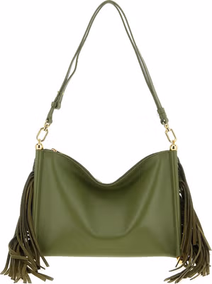 Bicolor Lamb Leather Shoulder Bag