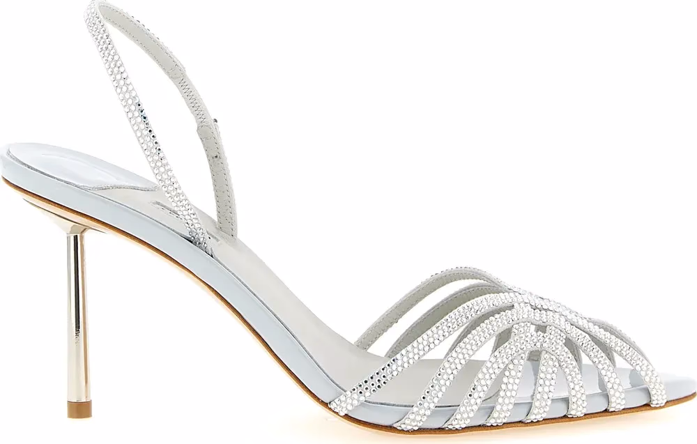 LE SILLA Gray Goatskin Stiletto Heel Sandals