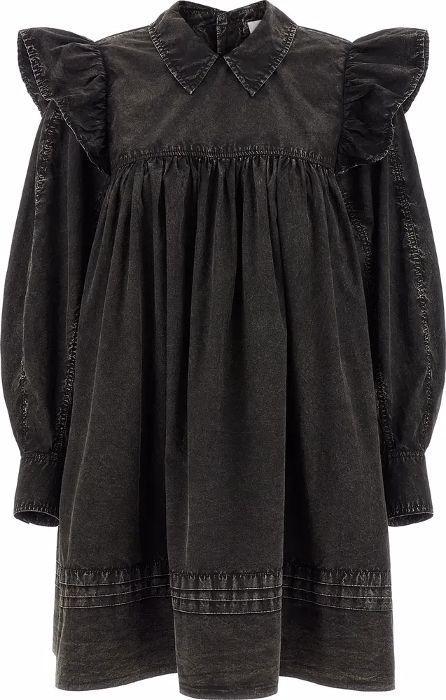 Ganni Black Organic Cotton Short Dress