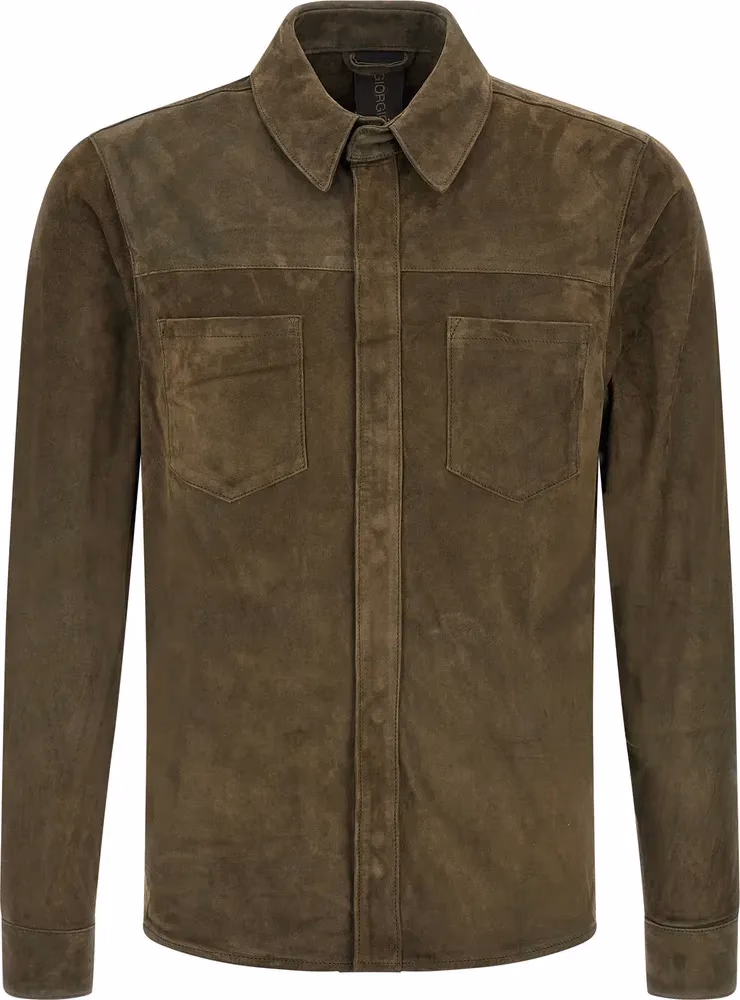 GIORGIO BRATO Bicolor Suede Leather Blouse