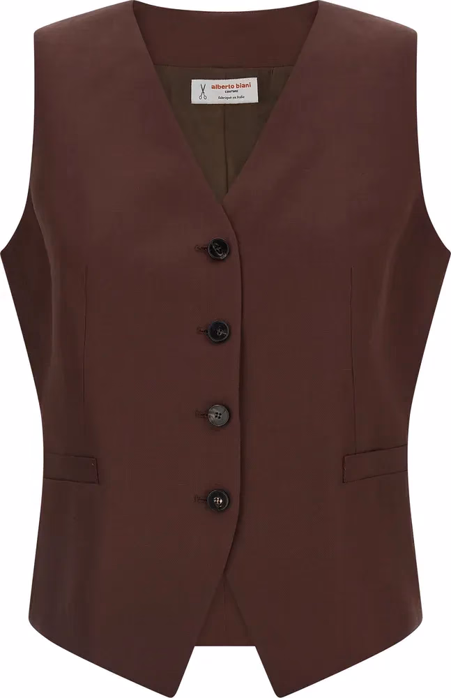 Alberto Biani Brown Viscose Sleeveless Jacket
