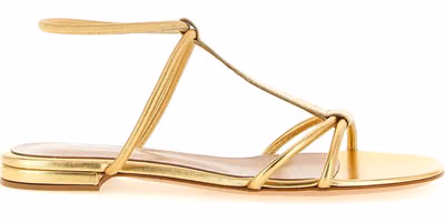 Gold Lamb Leather Flat Sandals