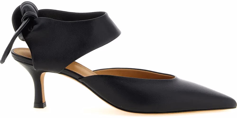 ODISSI Black Lamb Leather Mid Heel Pumps