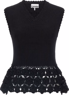 Black Organic Cotton Sleeveless Jacket