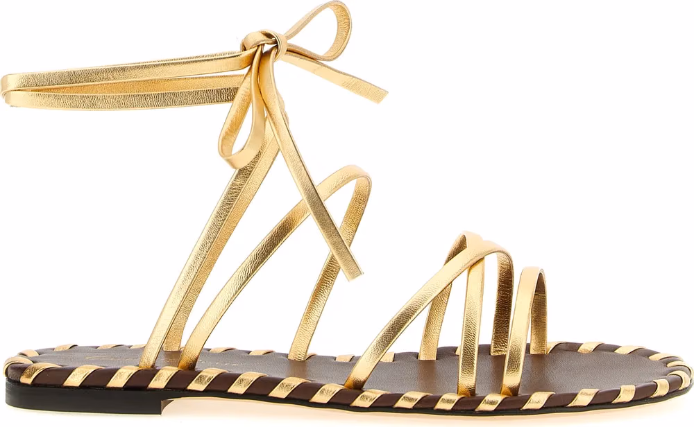 Gianvito Rossi Gold Lamb Leather Flat Sandals