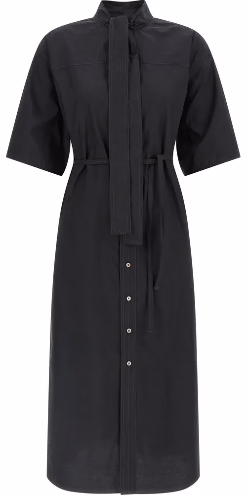 Lemaire Black Cotton Midi Dress
