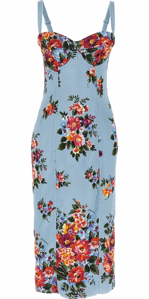 Dolce & Gabbana Blue Viscose Midi Dress