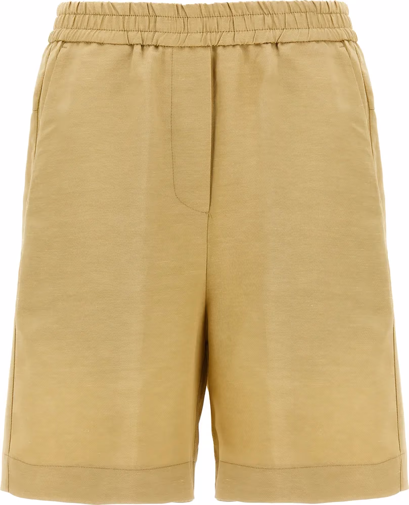 NUDE Beige Viscose Bermuda Shorts