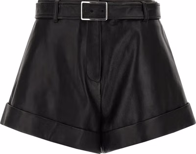 Black Lamb Leather Bermuda Shorts