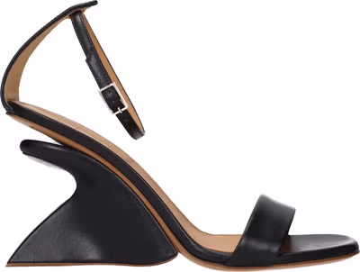 Black Leather Stiletto Heel Sandals