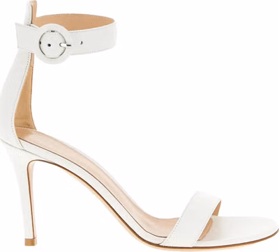 White Napa Leather / Calf Bos Taurus Stiletto Heel Sandals