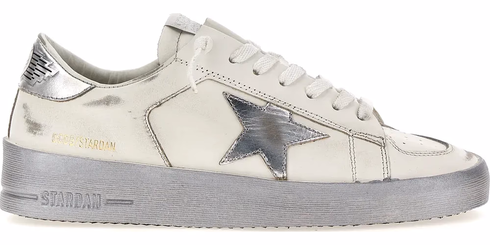 Golden Goose Silver Cowhide Athletic Sneakers